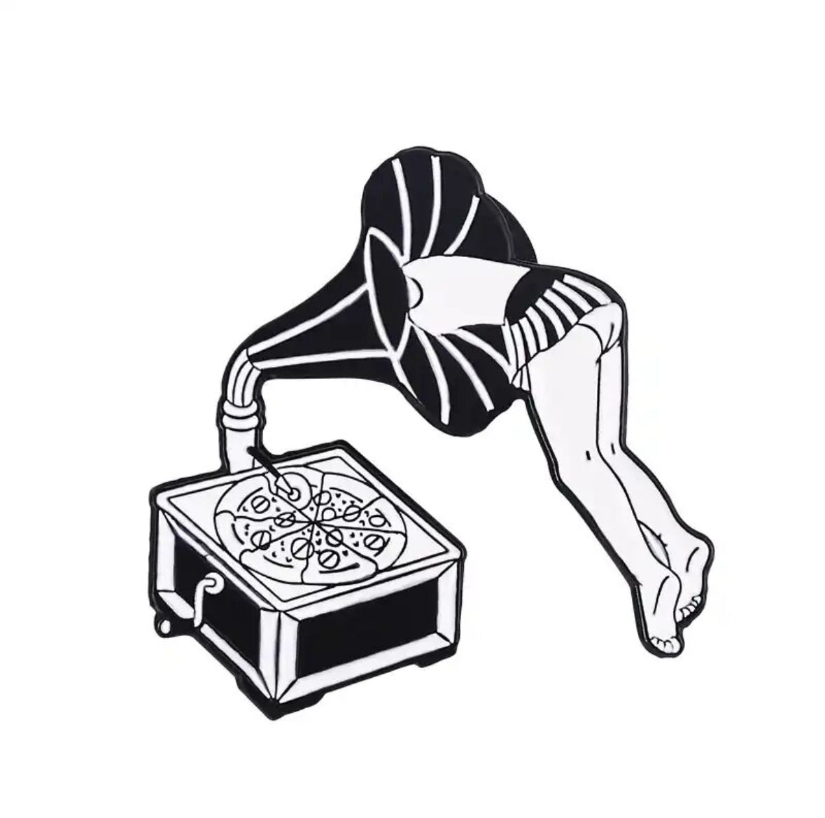 Music / Head in the Phonograph / Pizza enamel pin - view 1