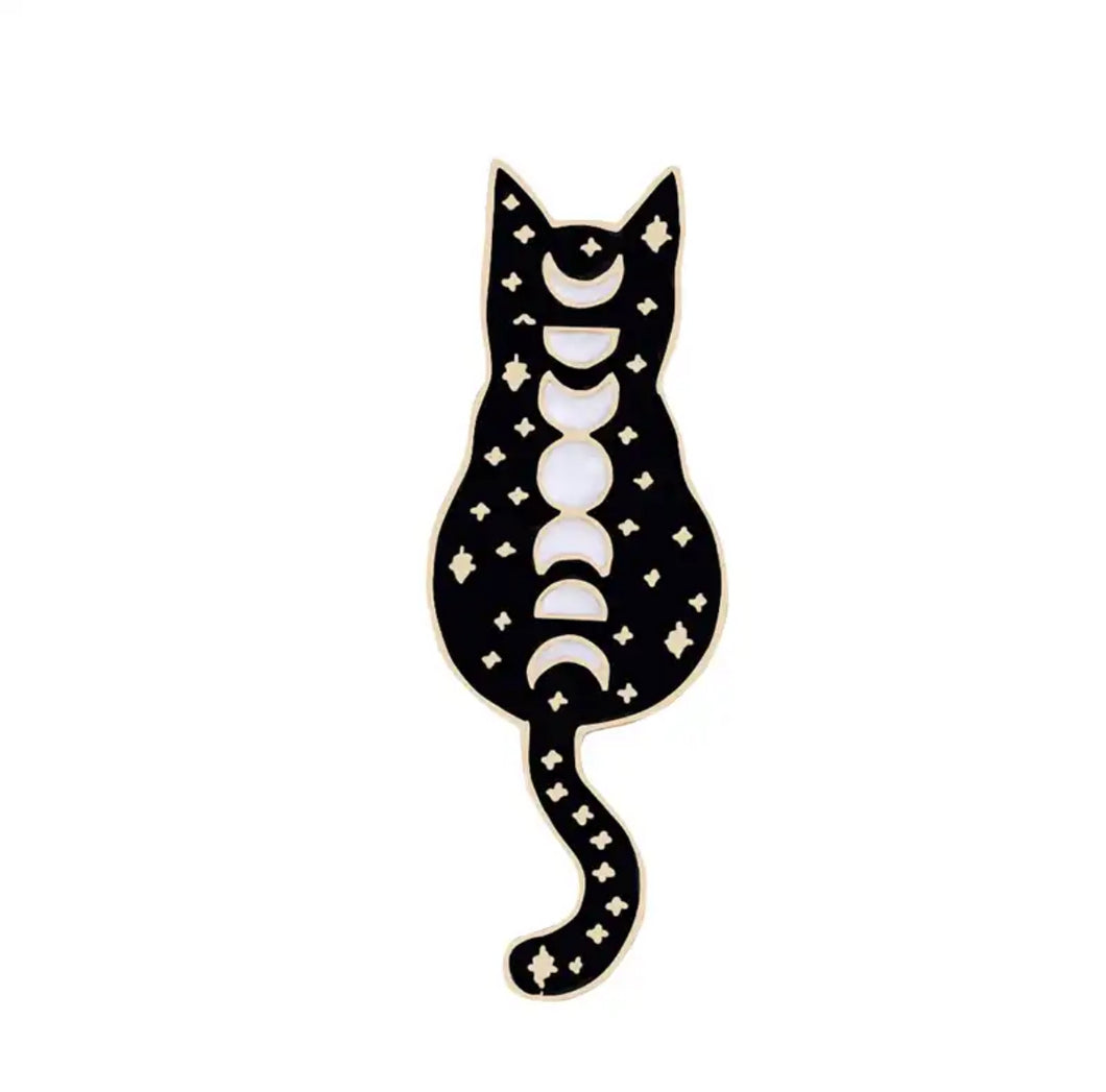 Moon Phase Cat enamel pin - view 1