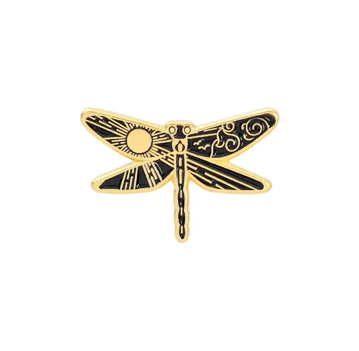 Moon & Sun Dragonflies enamel pin - view 2