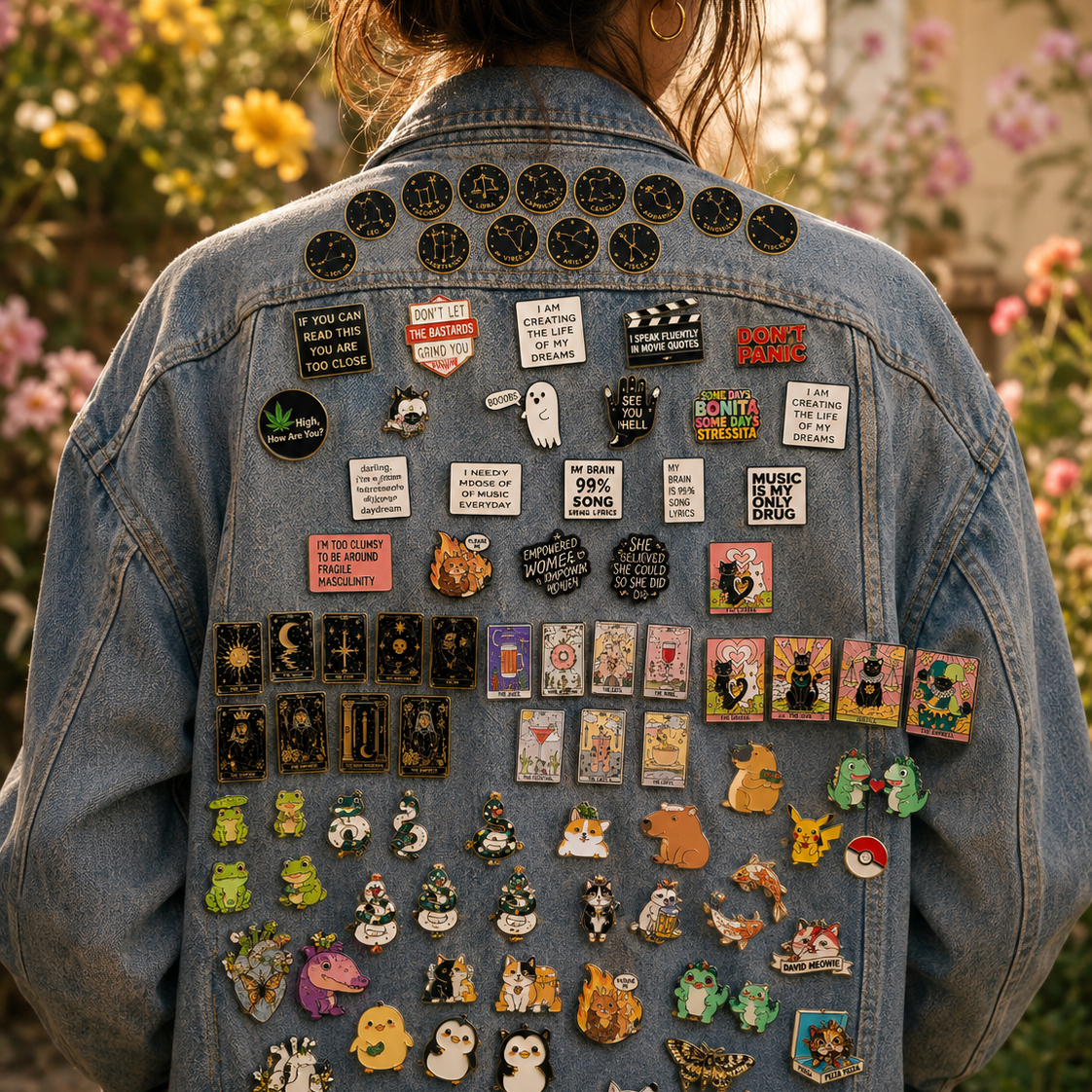 Quirky enamel pins with introvert and socially awkward humour slogans