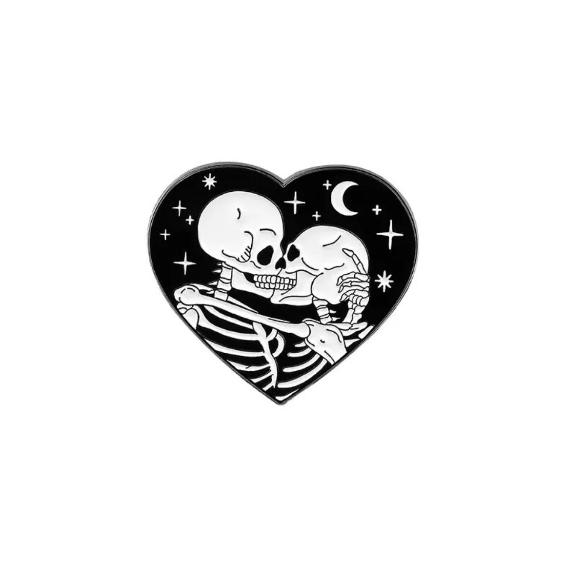 Kissing Skeletons enamel pin - view 1