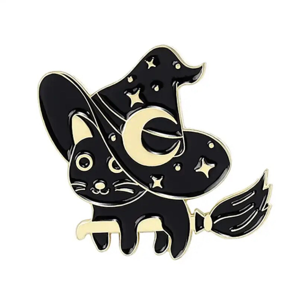 Witch Cat enamel pin - view 1
