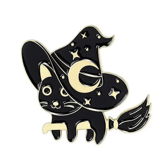 Witch Cat enamel pin - view 1