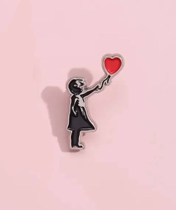 Banksy's Girl with Heart Balloon enamel pin - view 4