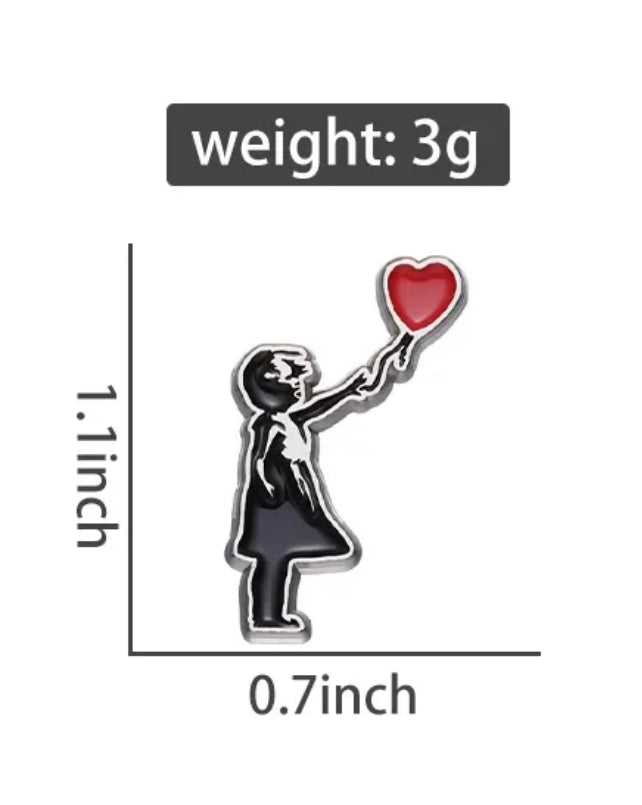 Banksy's Girl with Heart Balloon enamel pin - view 5