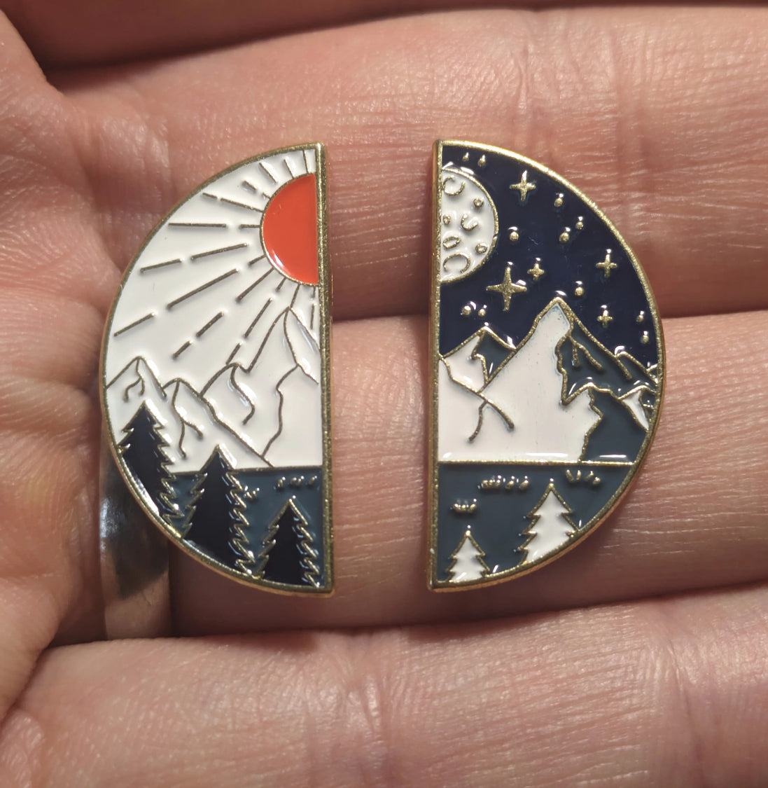 Night & Day Pair enamel pin - view 2