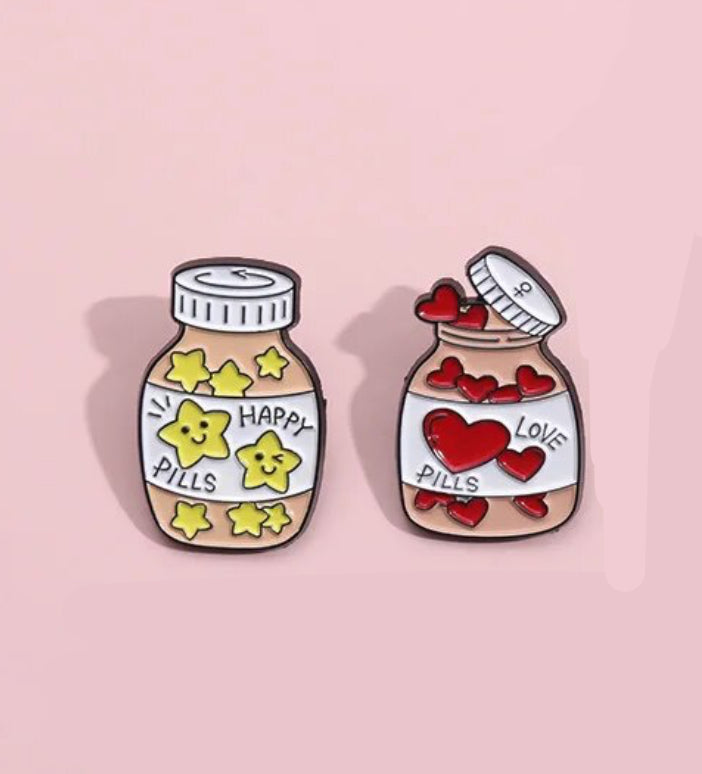 Love & Happy Pills Bottle enamel pin - view 1
