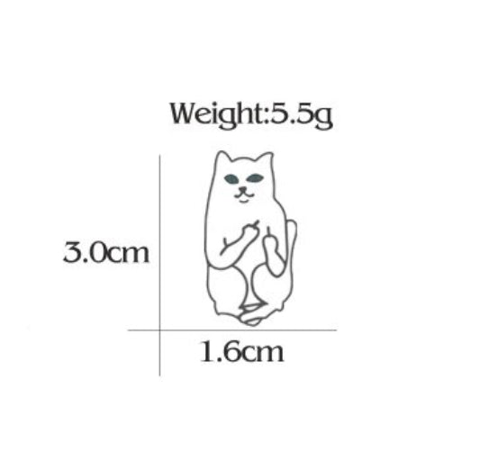 Middle Finger Cat enamel pin - view 2