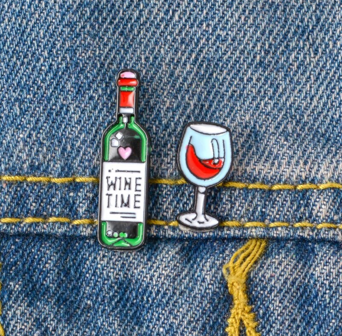 Wine Bottle & Glass enamel pin - view 4