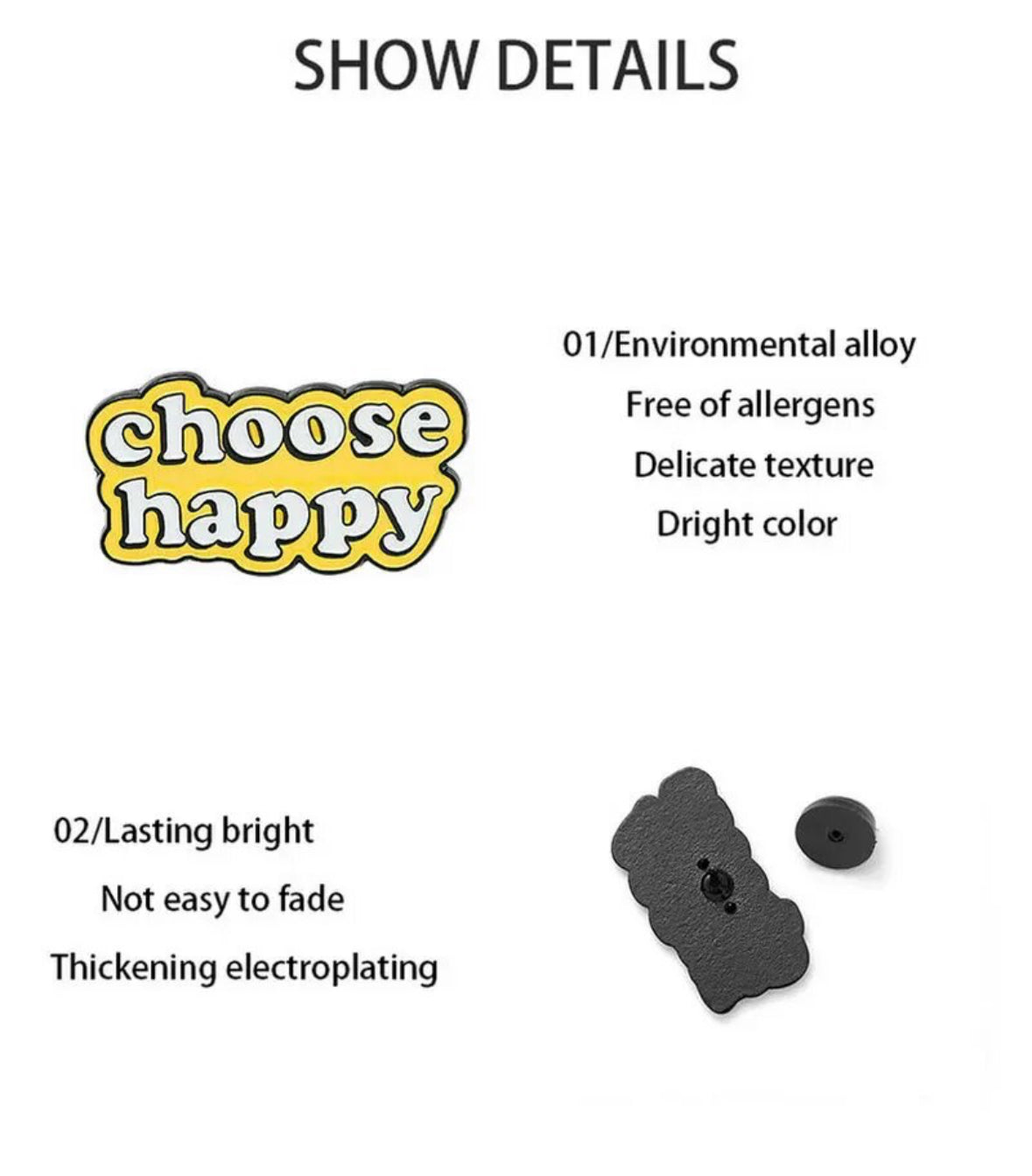 Choose Happy enamel pin - view 3