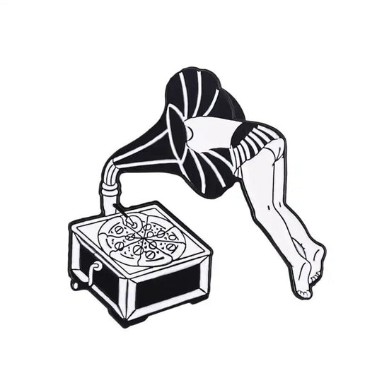 Music / Head in the Phonograph / Pizza enamel pin - view 1