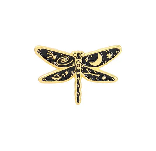 Moon & Sun Dragonflies enamel pin - view 1