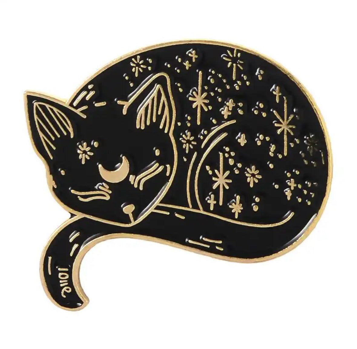 Sleeping Cosmic Cat enamel pin - view 1