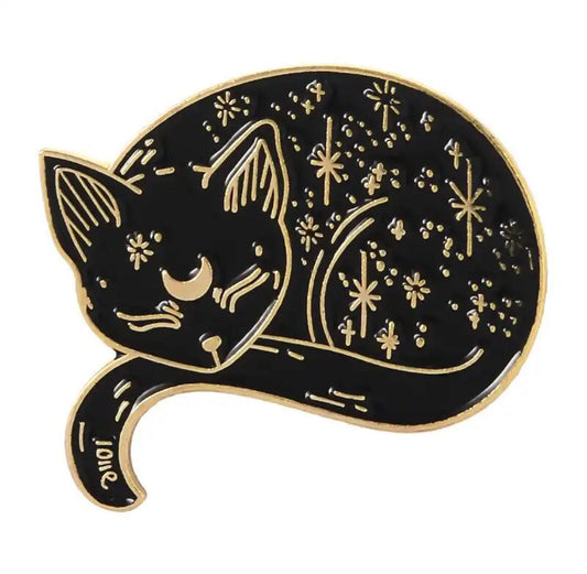 Sleeping Cosmic Cat enamel pin - view 1
