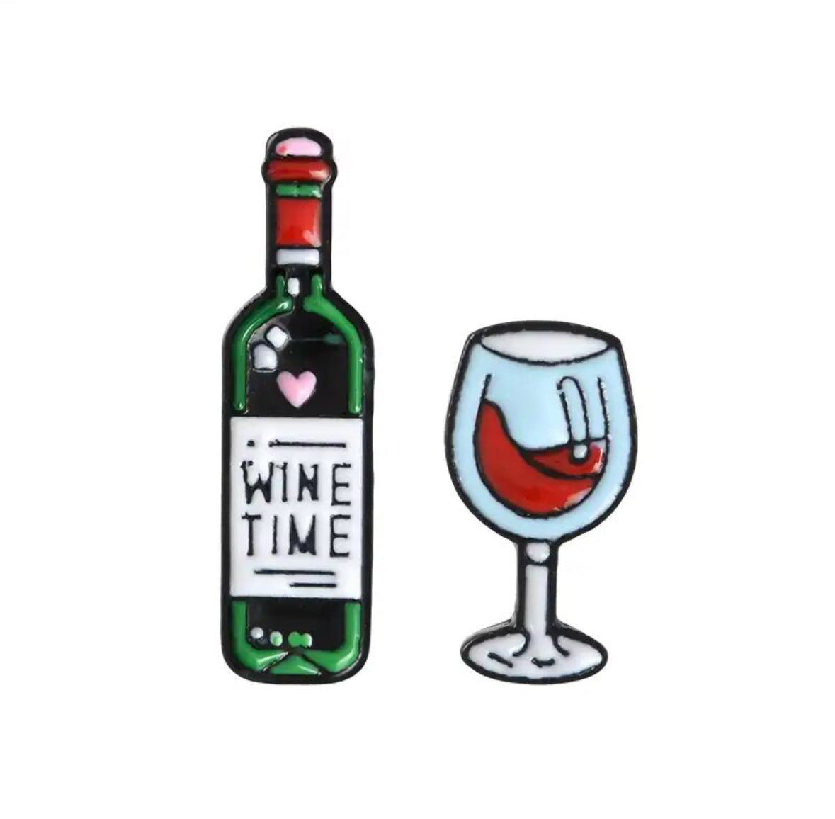 Wine Bottle & Glass enamel pin - view 1