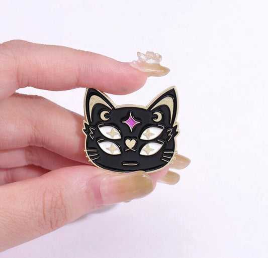 Cosmic Cat enamel pin - view 1