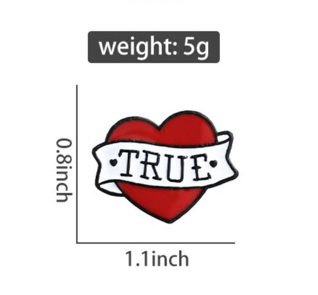 True & Love Heart enamel pin - view 3