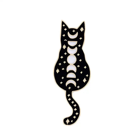 Moon Phase Cat enamel pin - view 1
