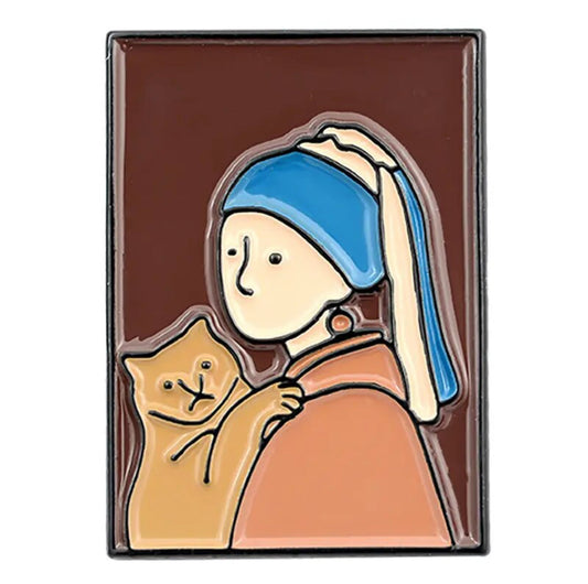 Girl with the Pearl Earrings enamel pin - view 1