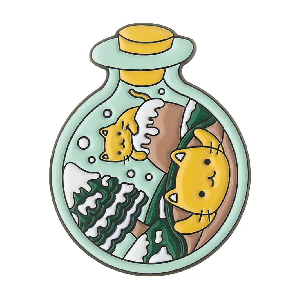 Cats in a Bottle enamel pin - view 8