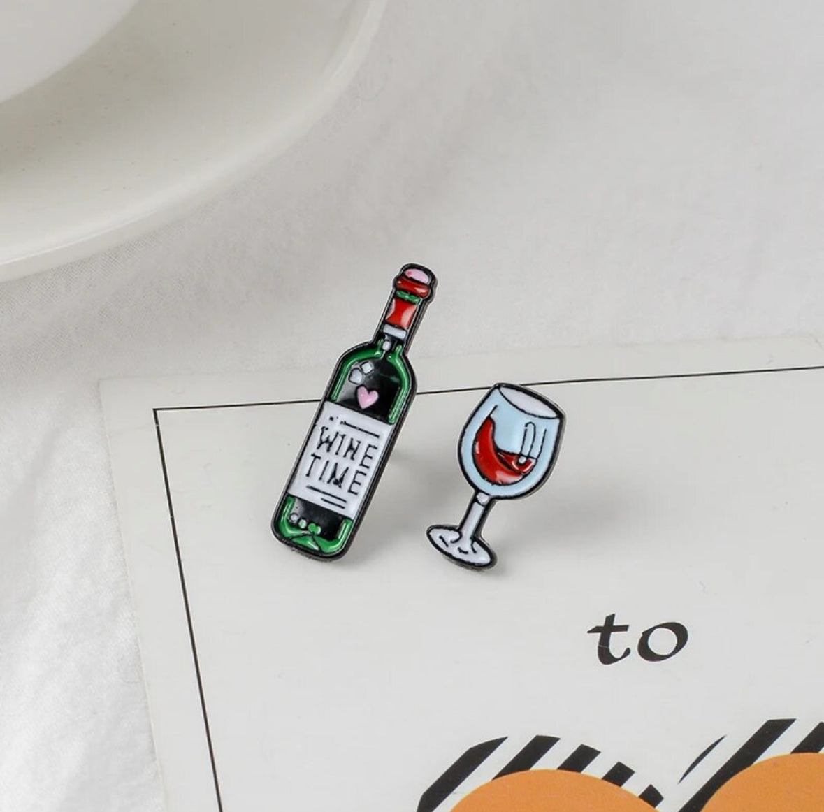Wine Bottle & Glass enamel pin - view 6
