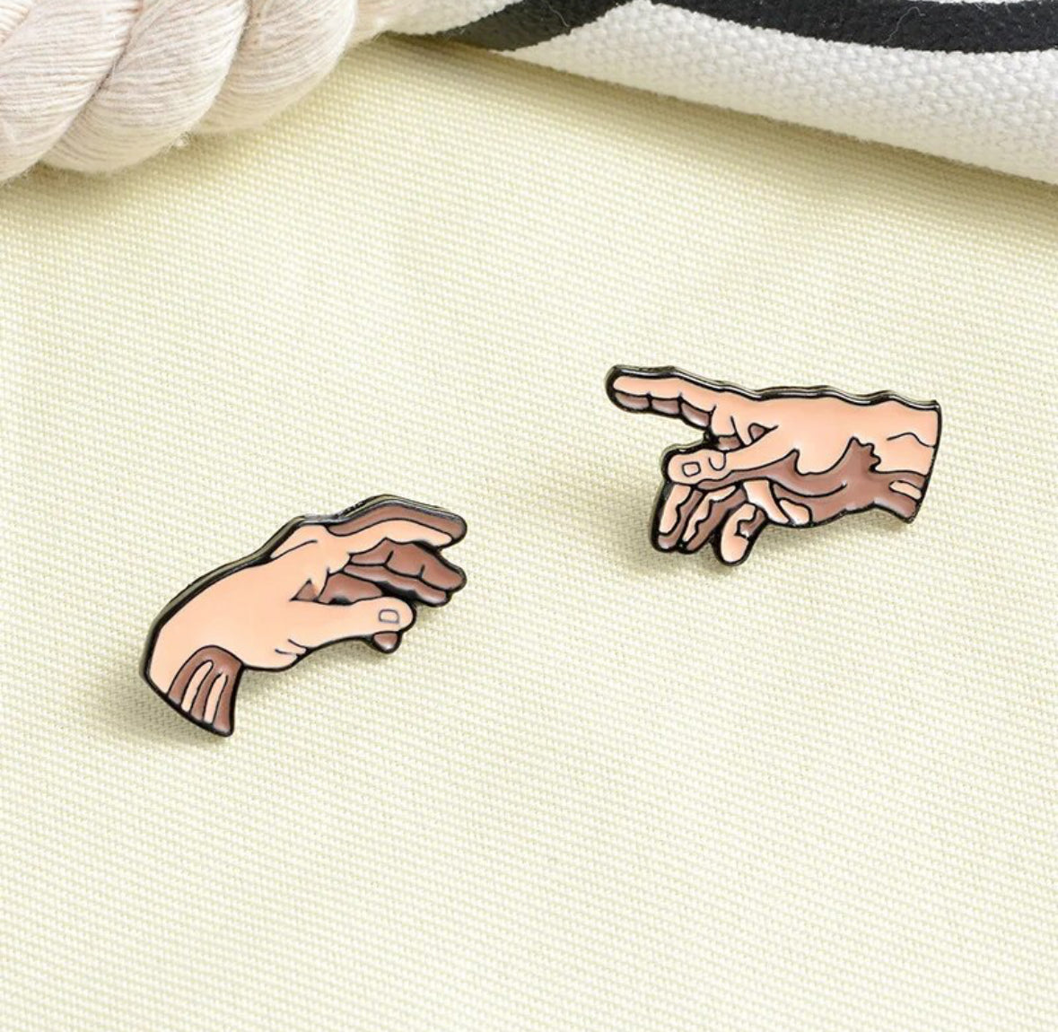 God & Adam's Hands / Creation of Adam (Michelangelo) enamel pin - view 4