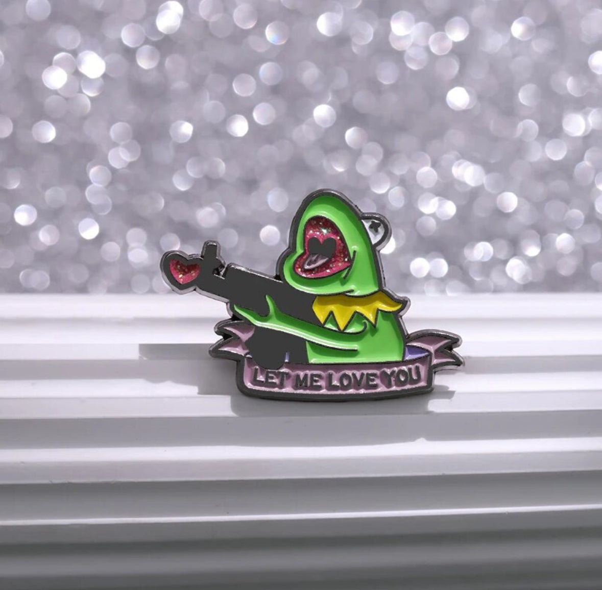 Kermit the Frog with a Gun enamel pin - view 2