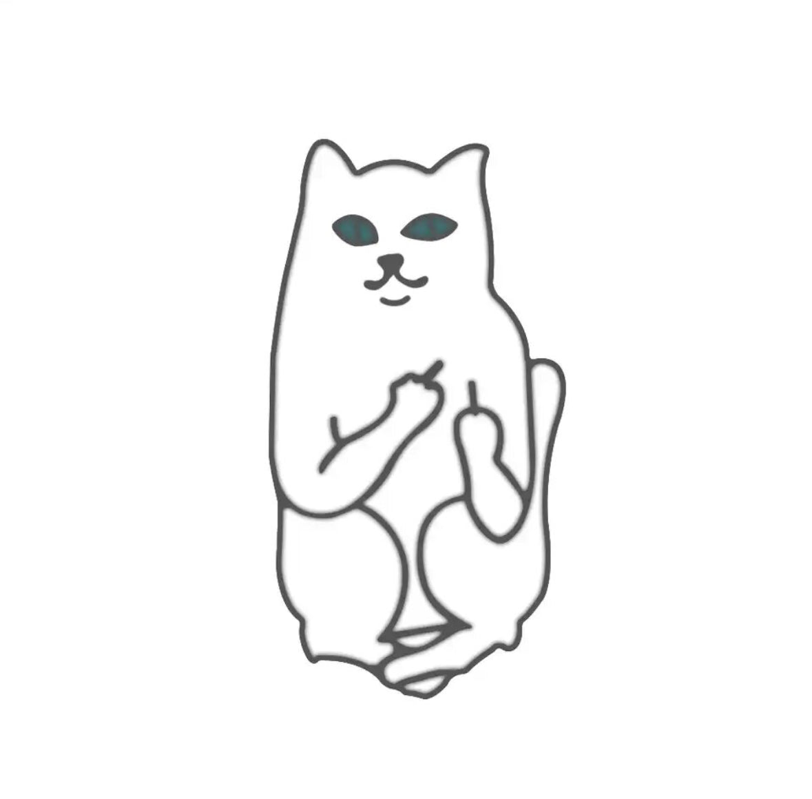 Middle Finger Cat enamel pin - view 1