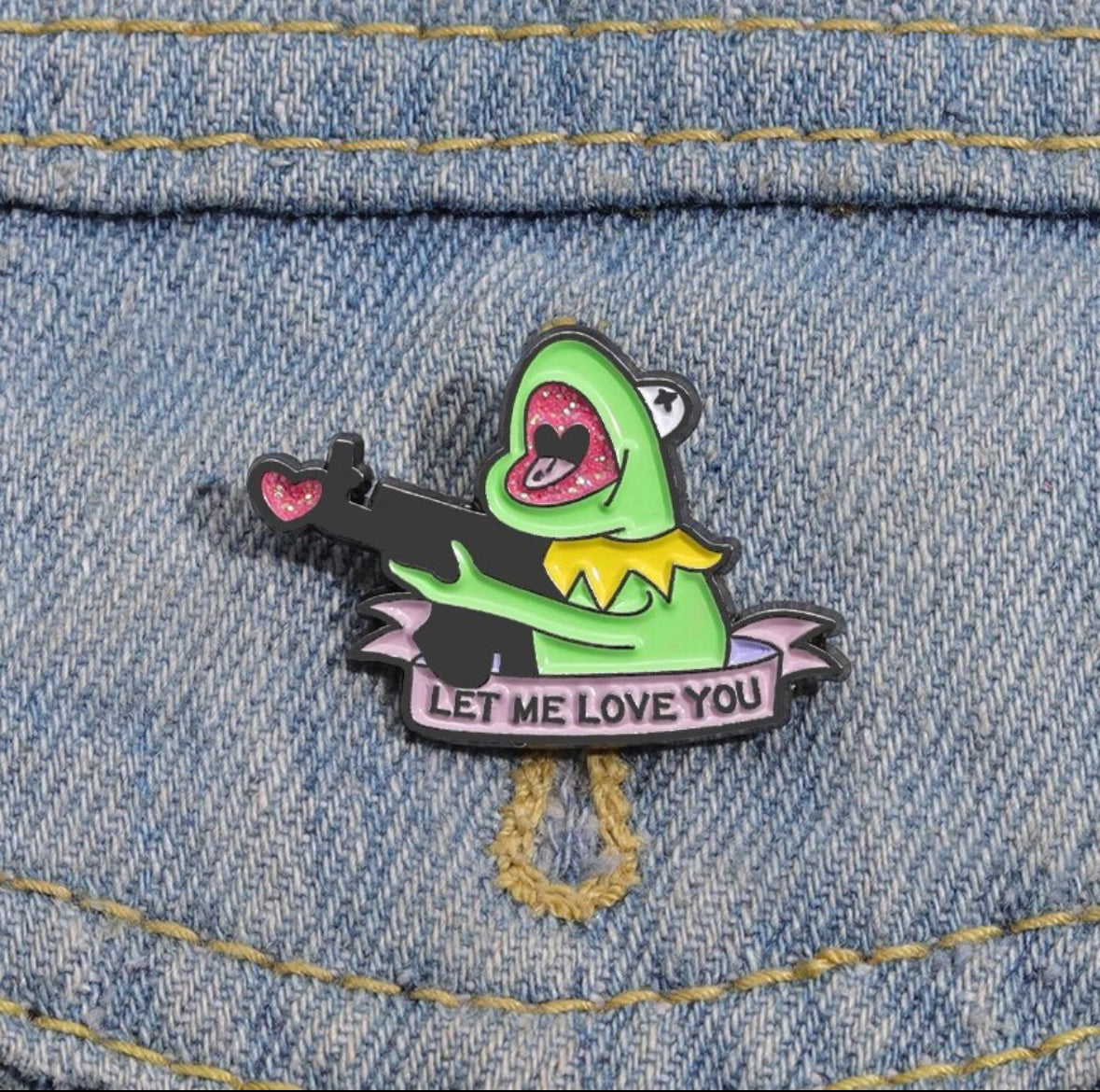 Kermit the Frog with a Gun enamel pin - view 1