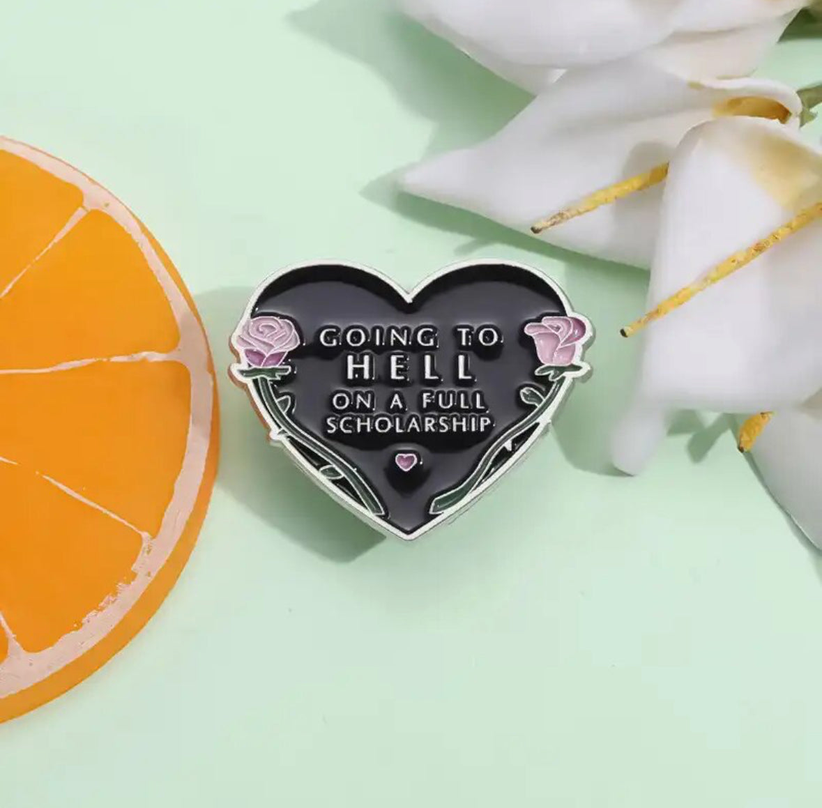 Going to Hell on a Full Scholarship enamel pin - view 4