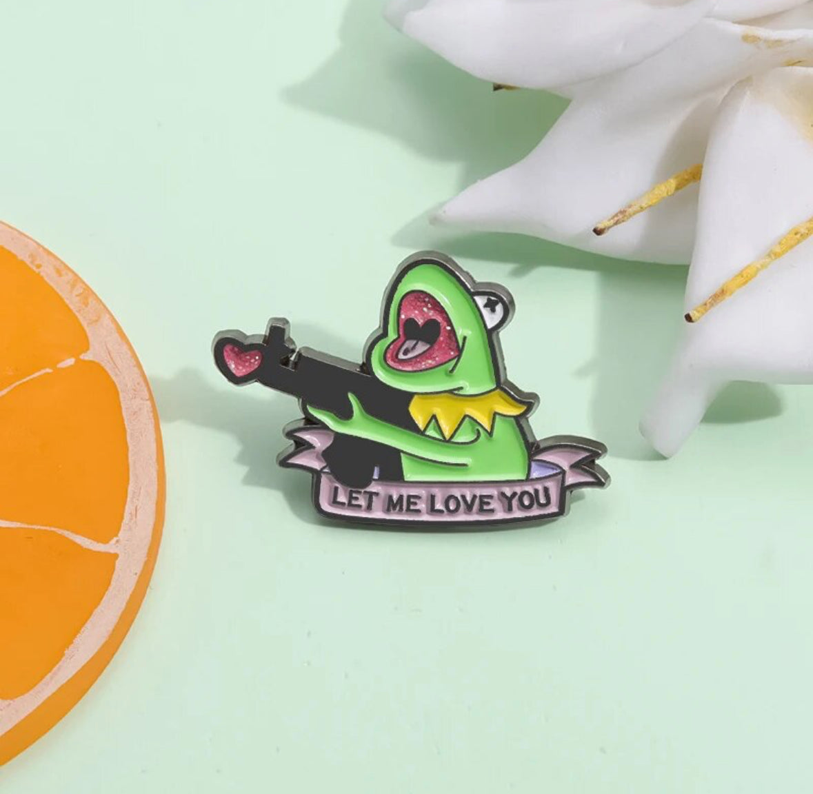 Kermit the Frog with a Gun enamel pin - view 4