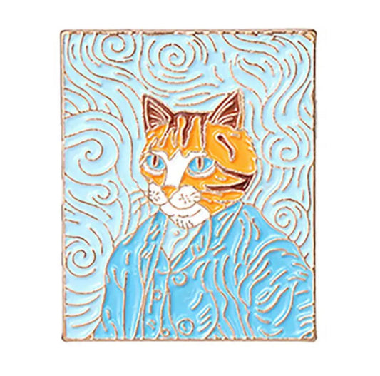 Van Gogh Cat enamel pin - view 1