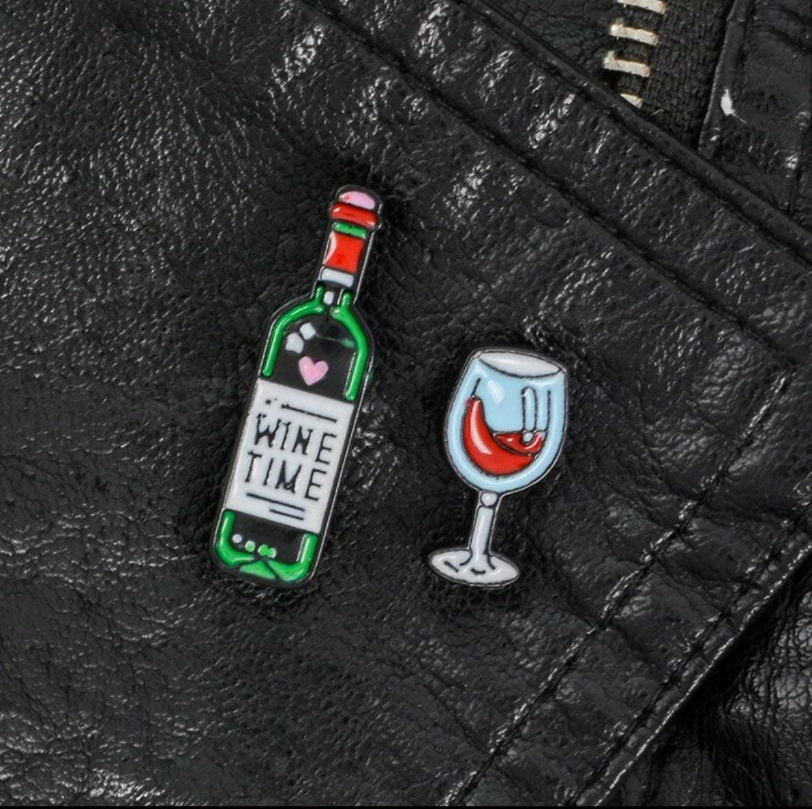 Wine Bottle & Glass enamel pin - view 5