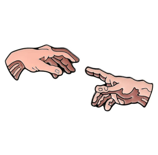 God & Adam's Hands / Creation of Adam (Michelangelo) enamel pin - view 1