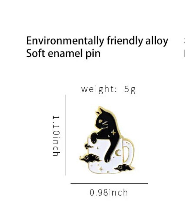 Cat in a Mug enamel pin - view 4