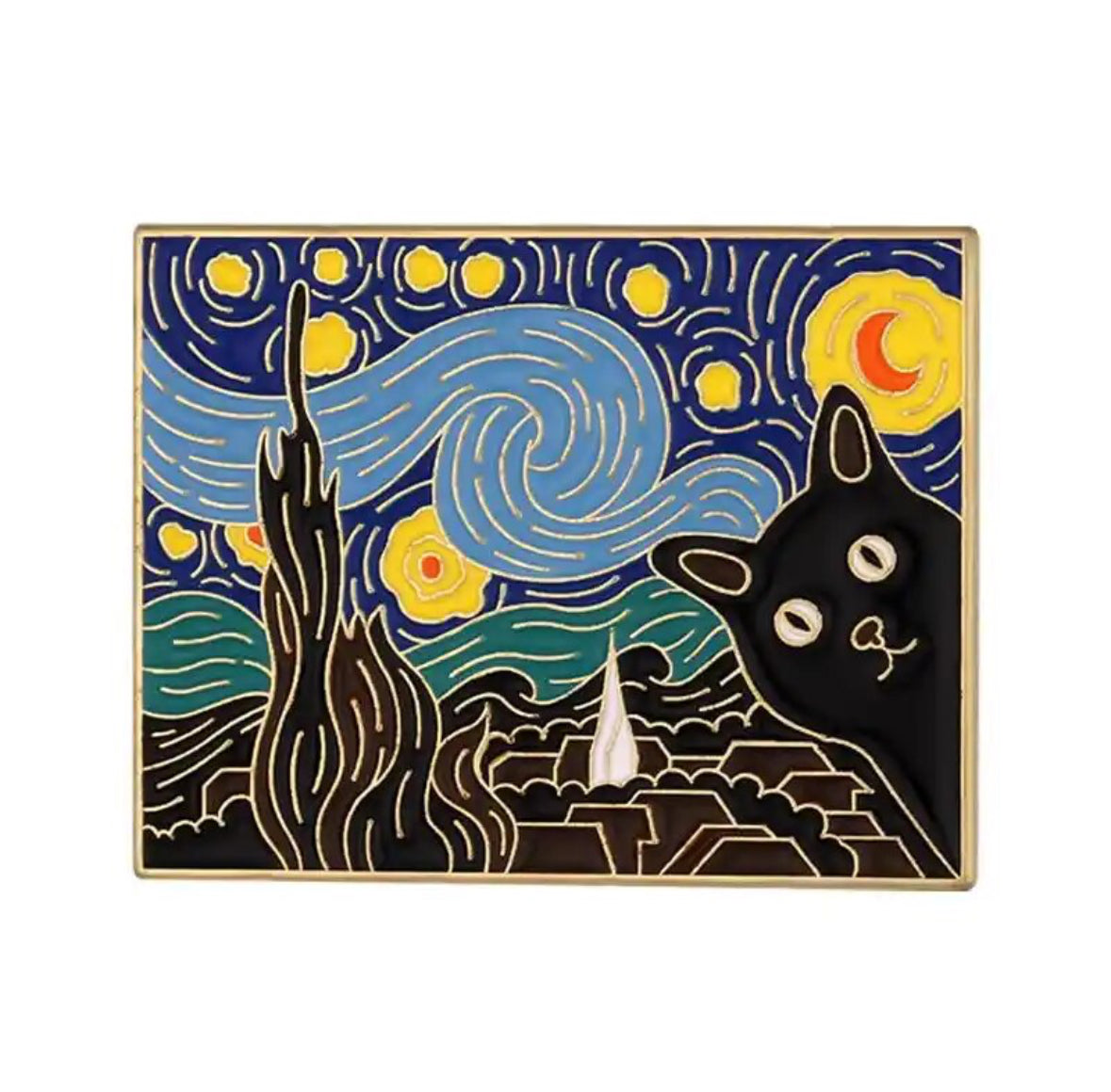 Famous Art Picture Frames with Cats enamel pin - view 5