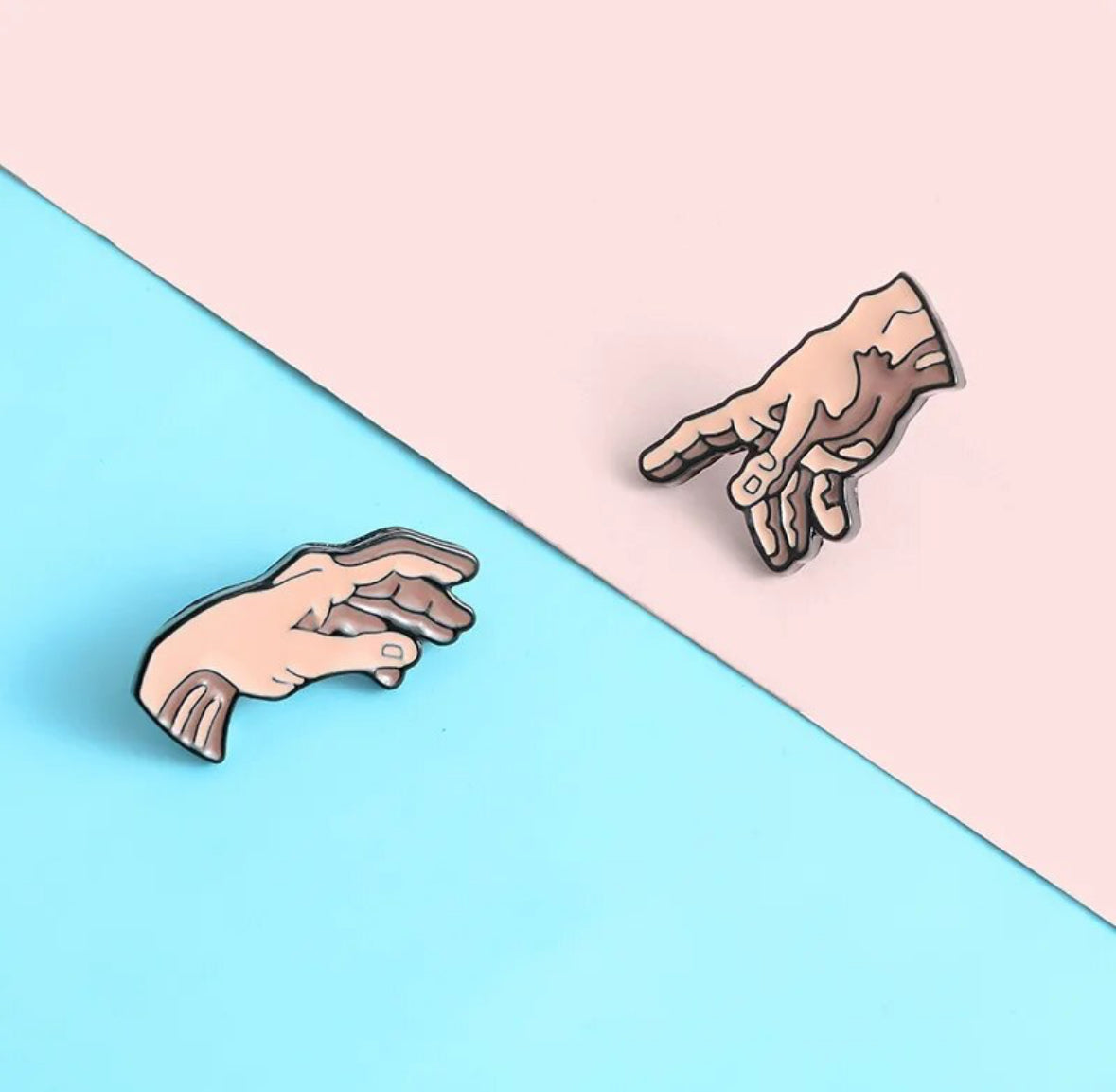 God & Adam's Hands / Creation of Adam (Michelangelo) enamel pin - view 3