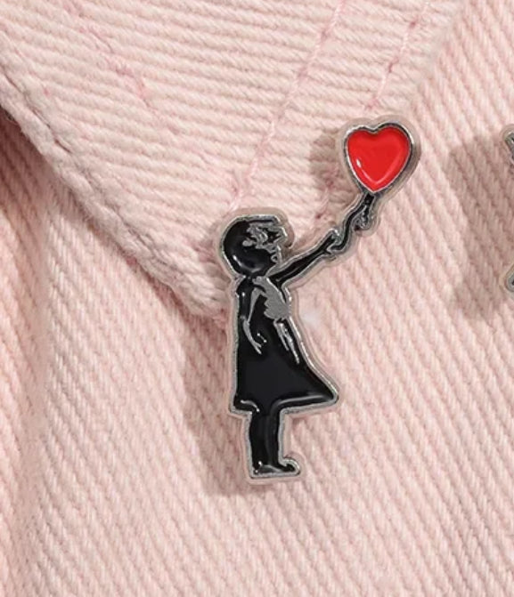 Banksy's Girl with Heart Balloon enamel pin - view 1