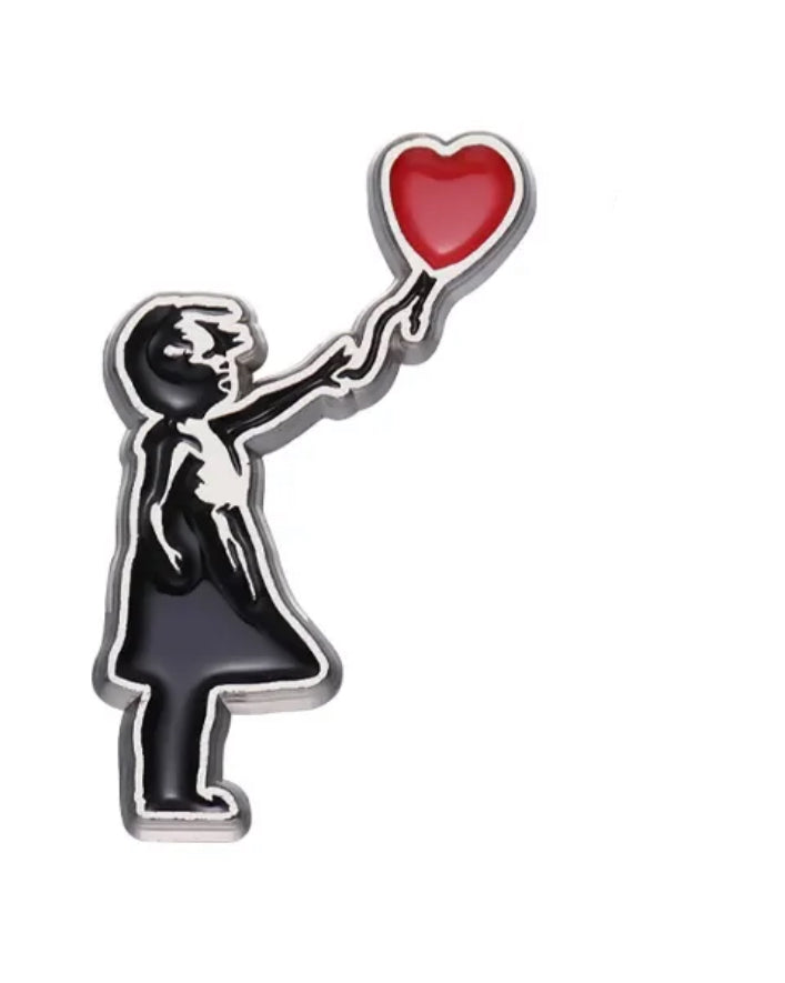Banksy's Girl with Heart Balloon enamel pin - view 3