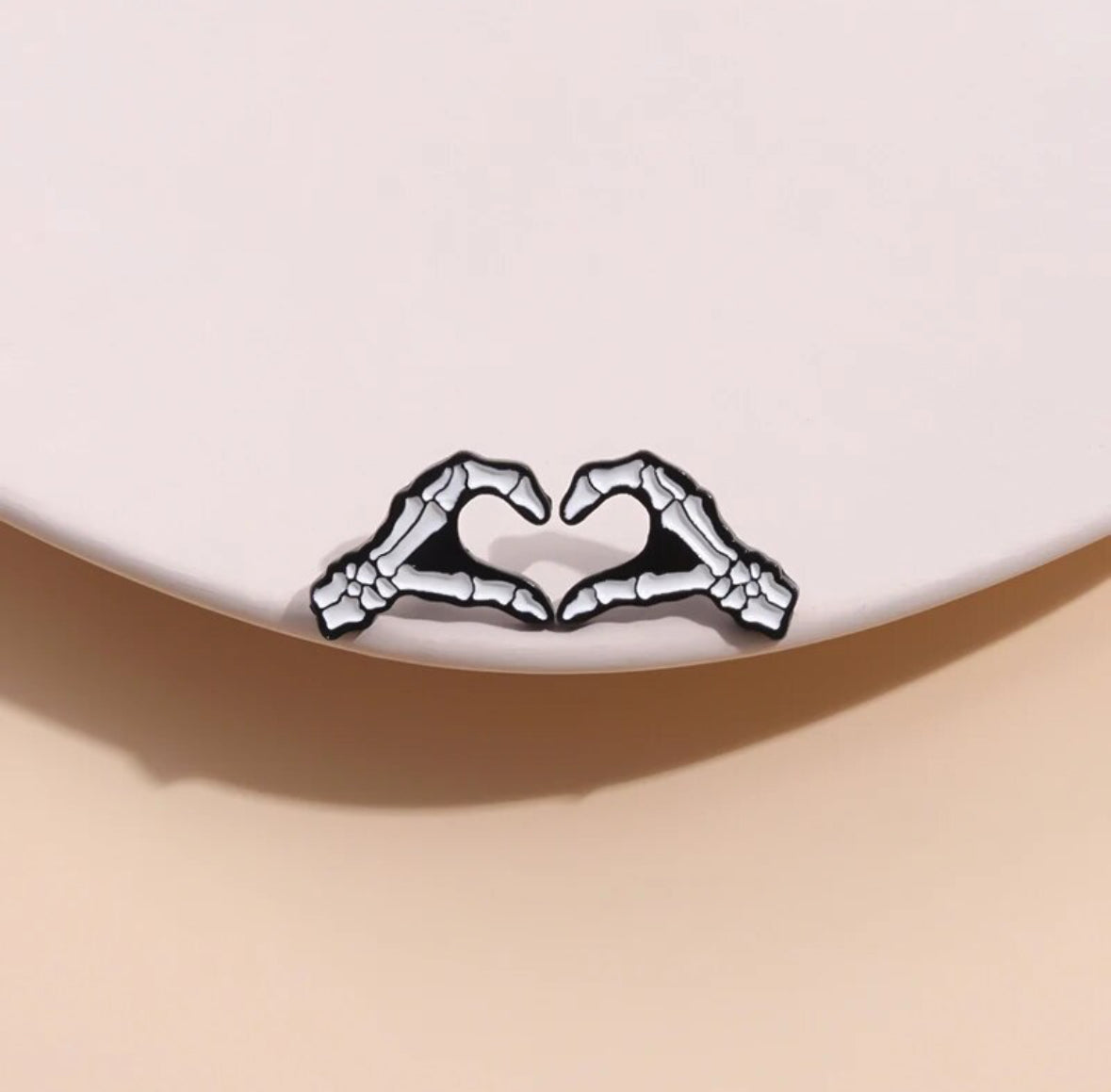 Heart Hand Shape Skeletons (Set of 2) enamel pin - view 1
