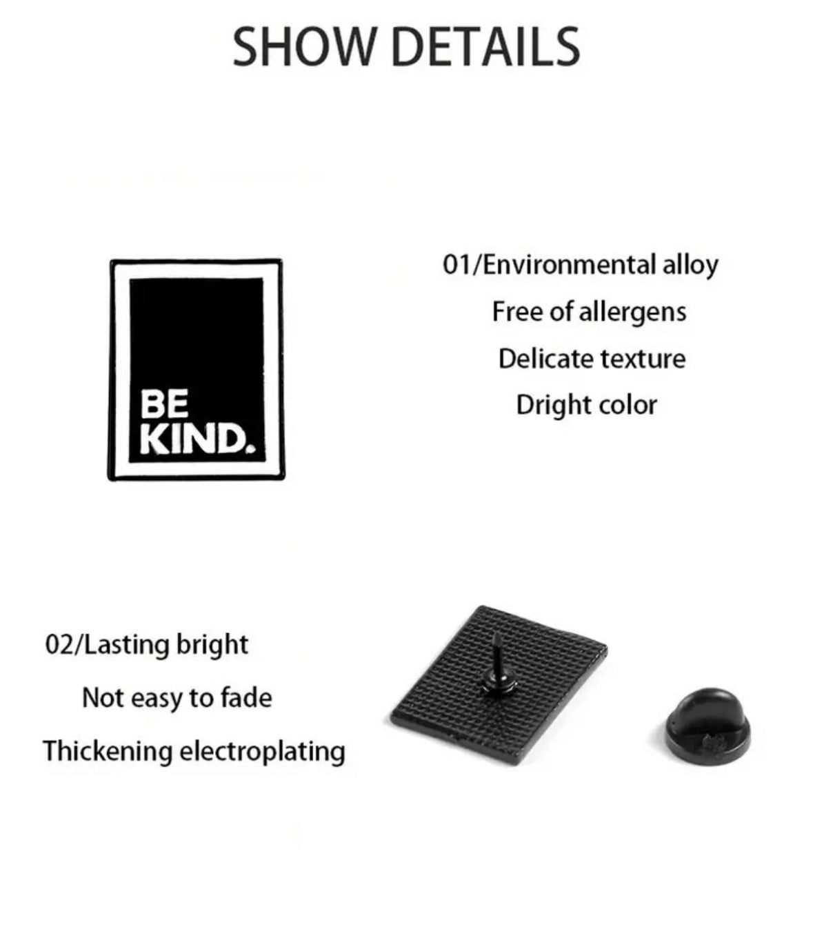 Be a Nice Human & Be Kind enamel pin - view 5