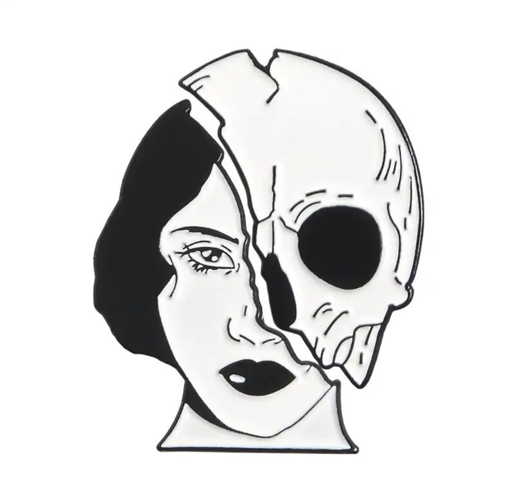 Half Woman / Half Skull enamel pin - view 1