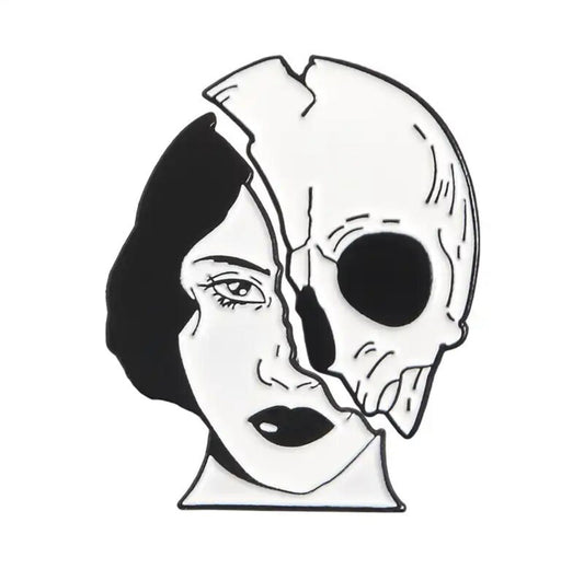 Half Woman / Half Skull enamel pin - view 1