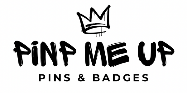 GRAFITTI CROWN AND PINP ME UP LOGO PINS AND BADGES